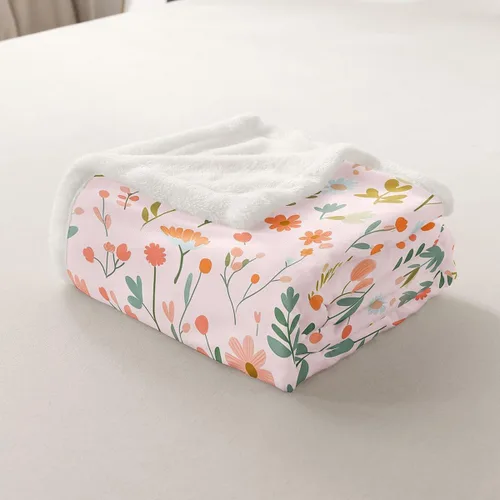 Miniatura 7 de Manfei Pink Flower Throw Blanket Watercolor Floral Leaves Print Fleece Blanket Plants Wildflower Cozy Throws for Bed Couch Sofa,Kids Boys Girls Room