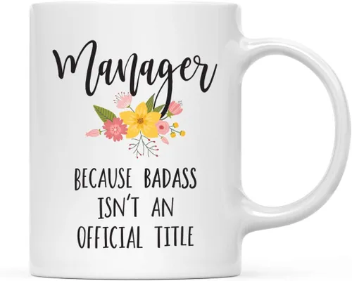 Miniatura 26 de Andaz Press Taza de café de 11 onzas, regalo de broma, tía porque Badass no es un título oficial, gráfico floral, 1 paquete