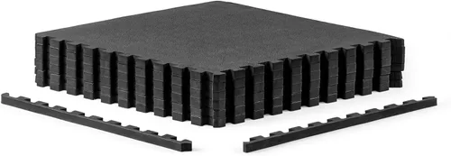 CAP Puzzle Exercise Mats | 1/2” Thick EVA Interlocking Foam Tiles for Home Gym Flooring | Multiple Options Guijarro - Negro