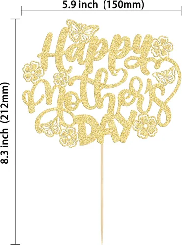 Miniatura 2 de Gyufise 1 paquete de decoración para pastel del día de la madre, la mejor mamá del mundo, con flores de mariposa, decoración de pastel de cumpleaños
