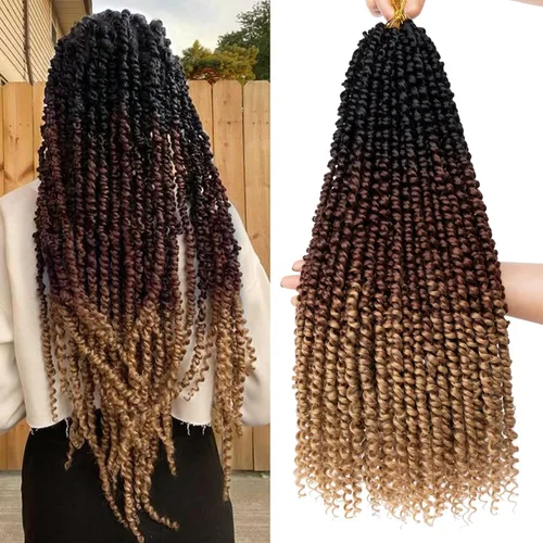 Miniatura 28 de Leeven Paquete de 8 paquetes de cabello de ganchillo pret wisted Passion Twist de 10 pulgadas, color negro natural, extensiones de cabello corto