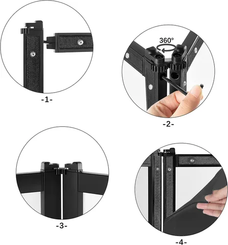 Miniatura 3 de PRORECK DJ Fachada Plegable Portátil Cabina de Eventos Paneles 4 Proyector de Marco de Metal Desmontable Panel de Escrim con Bolsa de Transporte