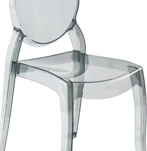 Miniatura 4 de Fohfurniture Juego de 8 32 sillas fantasmas transparentes grandes color humo de 20 pulgadas, sillas de comedor acrílicas apilables grises, sillas