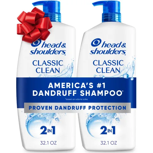Head & Shoulders Champú y acondicionador anticaspa Classic Clean 2 en 1, paquete doble, 1% de piritiona de zinc, control de escamas, cuidado del