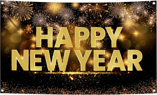 KatchOn, Cartel de feliz año nuevo extra grande – 72 x 44 pulgadas | Telón de fondo de Nochevieja 2026 para decoraciones de Año Nuevo 2026 | Telón