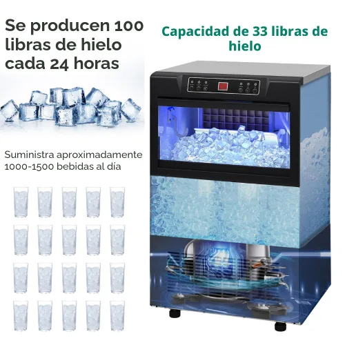Miniatura 8 de YITAHOME Máquina para hacer hielo de 100 libras, máquina de hielo comercial bajo encimera, certificado ETL y DOE, grandes máquinas de hielo