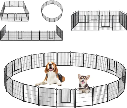 Miniatura 7 de Corralito portátil para perros, valla de ejercicio de metal resistente para mascotas, corral para interiores y exteriores, corral para mascotas