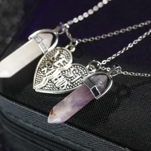 Miniatura 4 de BONJOULRY Collares de amistad de cristal a juego para parejas para mejores amigos con dije magnético de corazón, para mujeres y hombres, delicada