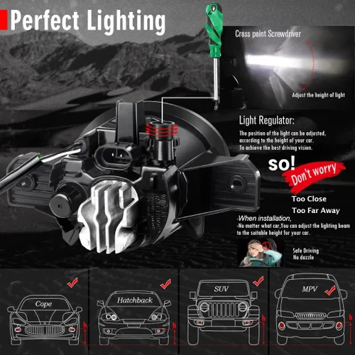Miniatura 5 de Luz antiniebla LED con anillo de halo de ojo de ángel de repuesto para Nissan 07-21 Altima, 04-19 Sentra (excepto SE-R), 13-16 Pathfinder, 15-18
