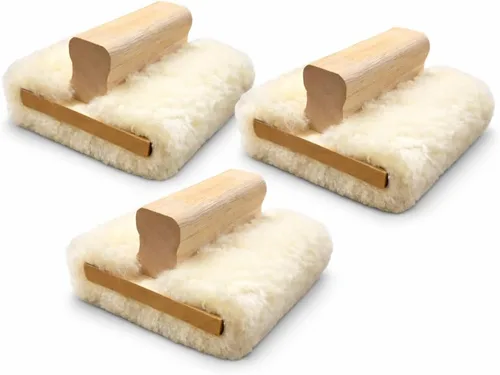 Bloque y almohadilla para teñir mano de piel de cordero genuina de 5 pulgadas - Aplicador de tinción premium para madera, poliuretano y acabados