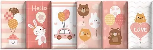 Miniatura 12 de Paneles de pared 3D autoadhesivos para cabecero de 70.86 pulgadas, diseño de dibujos animados suave anticolisión, acolchado decorativo de pared