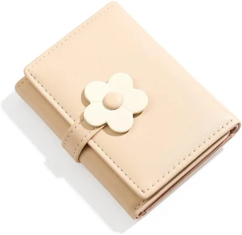 Miniatura 53 de MEISEE Billetera pequeña para niñas y mujeres, billetera de tres pliegues, bolsillo para efectivo, con estampado de flores, monedero con ventana