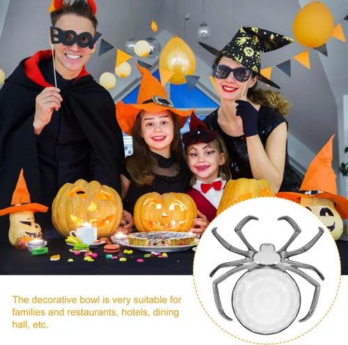 Miniatura 9 de Bandeja de dulces de araña estilo Halloween de 9.44 pulgadas, plato de postre de plástico multifunción para servir frutas en el hogar y cenar