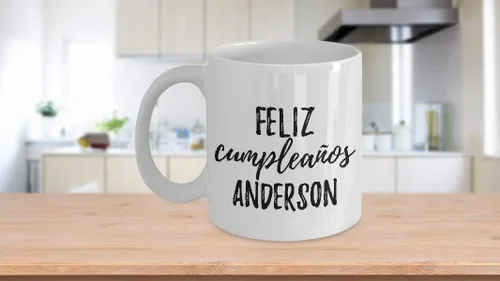Miniatura 3 de Feliz Cumpleanos Anderson Mug Spanish Happy Birthday Personalized Name Gift Coffee Tea Cup 11 oz