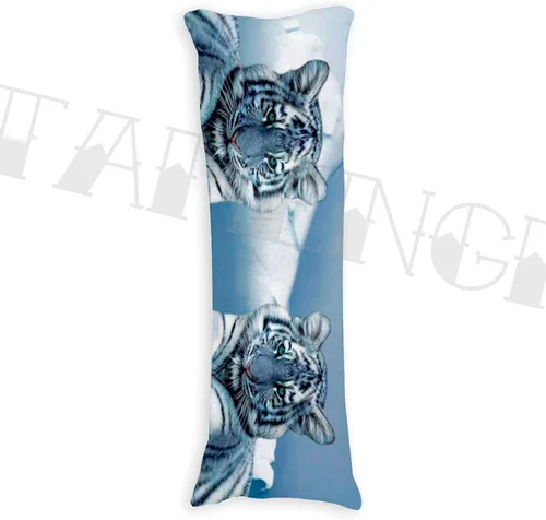 Miniatura 2 de Tamengi Funda de almohada corporal, funda de almohada de tigre azul y blanco, funda de almohada larga con cierre de cremallera, decoración