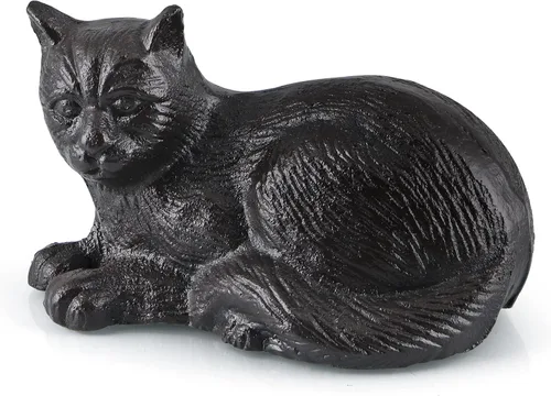 Miniatura 2 de MOLIGOU Estatua de gato de hierro fundido, figura de gato, decoración del hogar, escultura de gato para estante, jardín