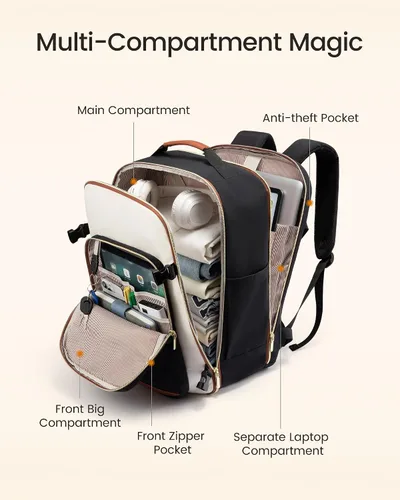 Miniatura 3 de LOVEVOOK Mochila de viaje grande para mujeres y hombres, mochila de transporte de 40 litros para aviones, bolsa de viaje para artículos personales