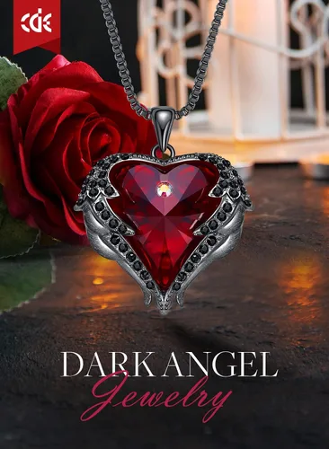 Miniatura 3 de CDE - Collar con dije de corazón de ala de ángel para mujer, dije de tono plateadodorado, regalo de Navidad, San ValentínDía de la Madre