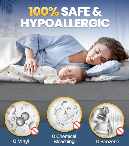 Miniatura 3 de Protector de colchón 100% impermeable con alta resistencia a los líquidos, protector de colchón transpirable, funda de colchón ultra suave, Gris