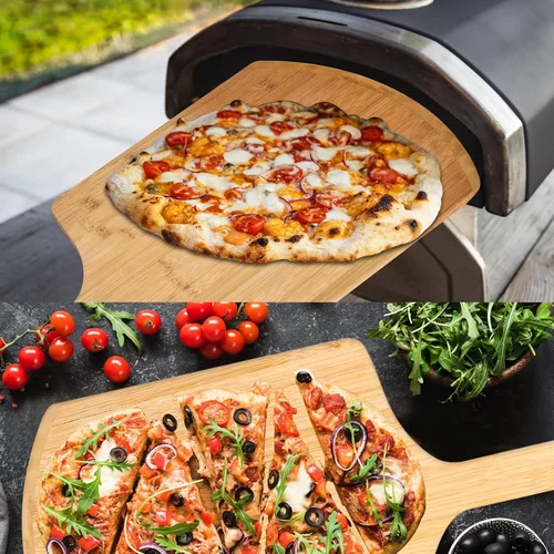 Miniatura 4 de Pala de pizza de 14 pulgadas, 16 pulgadas de largo x 14 pulgadas de ancho, con mango de madera de 8 pulgadas de largo, 24 pulgadas de largo total
