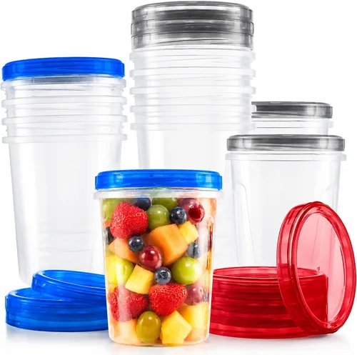 Miniatura 13 de Tafura Contenedores de almacenamiento de sopa Twist Top con tapas [16 onzas – paquete de 10 unidades] Contenedores reutilizables para congelador