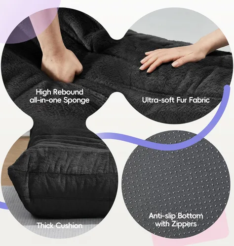 Miniatura 6 de Hobestluk Puf con espuma viscoelástica, tela de piel sintética ultrasuave, diseño ergonómico, puf pequeño, para sala de estar, dormitorio, sala