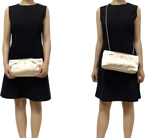Miniatura 7 de CHARMING TAILOR Bolso de noche elegante plisado de satén formal simple y elegante para mujer