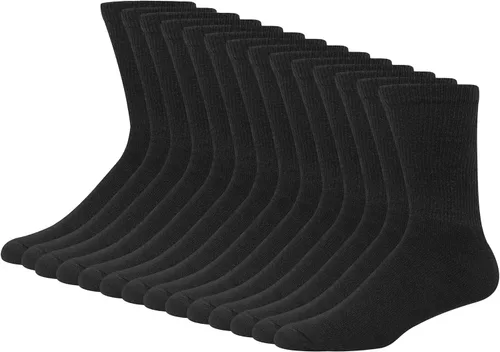 Miniatura 12 de Hanes Calcetines dobles resistentes para hombre, que disipan la humedad del cuello redondo y el tobillo, color blanco y negro, varios paquetes