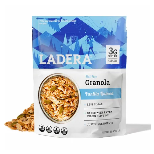 Miniatura 11 de Granola de Quinua con Vainilla Ladera - Cereal de Desayuno Bajo en Azúcar y Sin Nueces, Sin Gluten y Vegano, Ingredientes Honestos, 11 OZ