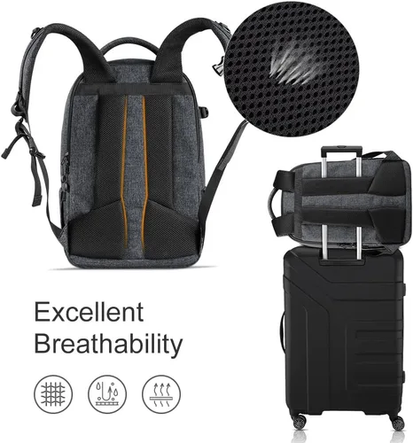 Miniatura 5 de K&F CONCEPT Mochila profesional para cámara, bolsa de fotografía de gran tamaño, compatible con cámara DSLR, color gris