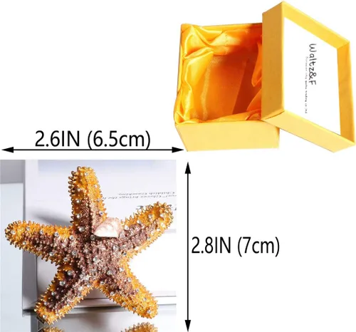 Miniatura 2 de Vals F estrella de mar Joyero con bisagras anillo con soporte pintado a mano figura coleccionable