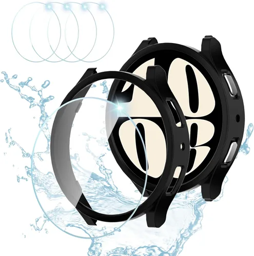Miniatura 14 de [2+4] Paquete para Samsung Galaxy Watch FE/Galaxy Watch 5/Galaxy Watch 4 de 1.575 pulgadas, carcasa protectora de policarbonato duro + película