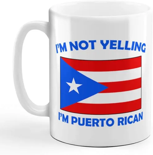 Taza de té y café con texto en inglés "I'M Not Yelling I Am Puerto Rico Puerto Rico Puerto Ricans Taza de té Taza de Navidad Hanukkah Regalo para