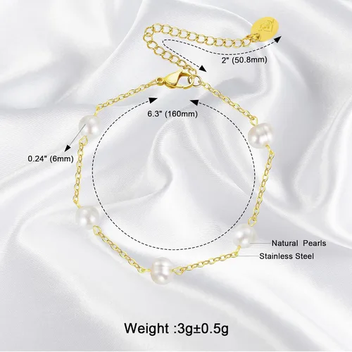 Miniatura 3 de Pulseras de perlas de oro para mujer, pulsera delicada de 14 quilates, pulsera ajustable a la moda, joyería vintage delicada de San Valentín