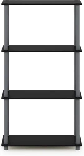 Miniatura 9 de 12172 giro 'n' Tubo 4-tier Multipurpose Storage Rack Display Shelf, Cloruro polivinílico, Negro / Gris