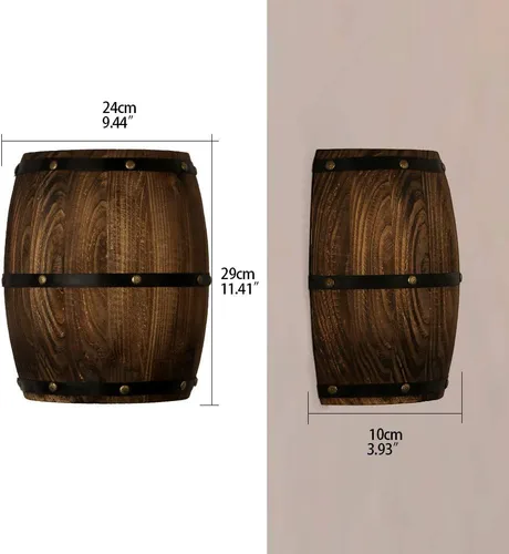 Miniatura 7 de Aplique de pared de barril de vino de madera antigua, lámpara de pared interior arriba y abajo, para área de bar, tema steampunk (1 unidad)