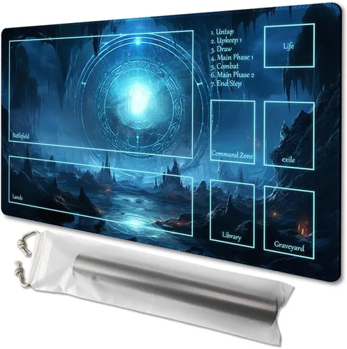 Miniatura 7 de MTG - Tapete de juego tamaño 24 x 14 pulgadas, bolsas de almacenamiento antideslizantes, ideal para entusiastas de los juegos de cartas, tapete