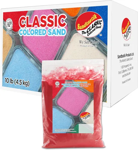 Miniatura 15 de Sandtastik Arena blanca de color clásico: caja a granel de 10 libras de arena de grano fino vibrante para artes y manualidades, botellas de arena