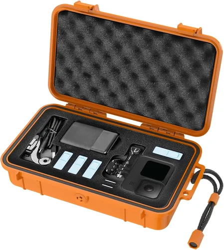 Smatree Estuche compacto resistente al agua Compatible para Gopro Hero 13/12/11/10/9/8/7/6/5/2018/AKASO Brave 7 LE/DJI Osmo Action 5 Pro/4, Amarillo