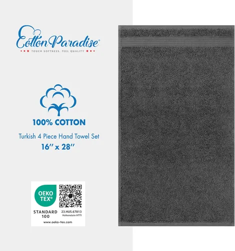 Miniatura 4 de Cotton Paradise - Juego de 4 toallas de mano para baño, 100% algodón turco, toallas suaves y absorbentes para la cara, toallas de mano color gris