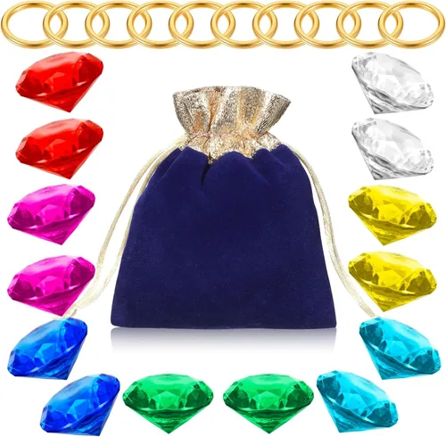 Juego de 25 anillos redondos de oro con esmeraldas caos y diamantes acrílicos, joyería de aleación de Halloween, fiesta, caza, pastel, adorno de