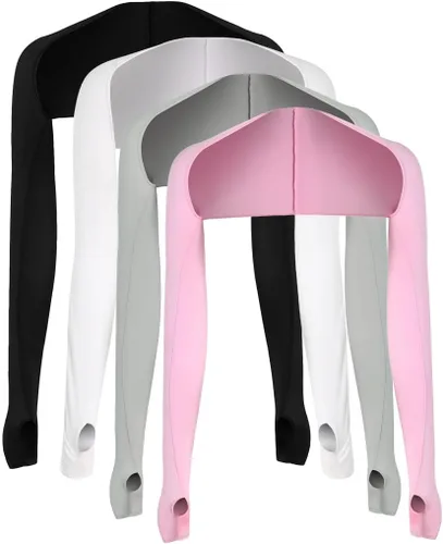 Miniatura 12 de 4 piezas de protección UV, chal de sol, manga de enfriamiento para brazo con orificio para el pulgar para mujeres y hombres, ciclismo, conducción, 2
