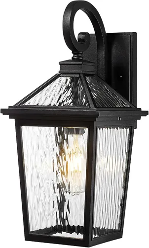 Miniatura 10 de zeyu ZX58B BK - Lámpara de porche frontal para exteriores, lámpara de pared exterior de 14 pulgadas para jardín de casa, aluminio fundido con vidrio