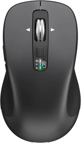 CITLLA Ratón inalámbrico Bluetooth (USB + BT1 + BT2), ratón de tamaño completo, desplazamiento de 4 vías, silencioso para múltiples dispositivos Gris
