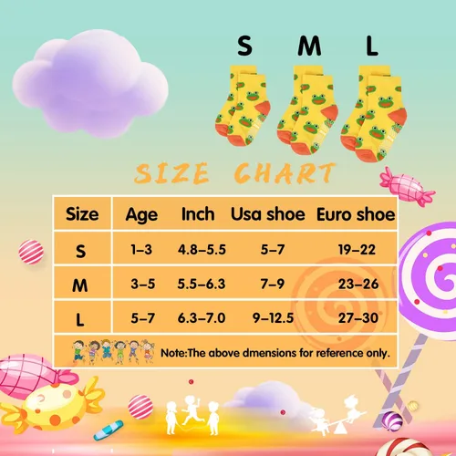 Miniatura 6 de SkiBeaut Calcetines antideslizantes para niños y niñas de 1 a 7 años, 12 pares de calcetines para niños y niñas