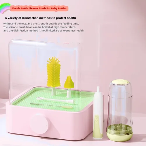 Miniatura 5 de Juego de cepillos eléctricos de viaje para biberones con limpiador eléctrico de botellas y cepillo de botella de agua y cepillo para pezón/pajilla