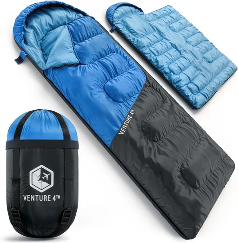 Miniatura 13 de VENTURE 4TH Saco de dormir para mochileros – XXL, tamaños dobles e individuales – Saco de dormir ligero para clima cálido y frío para adultos, niños