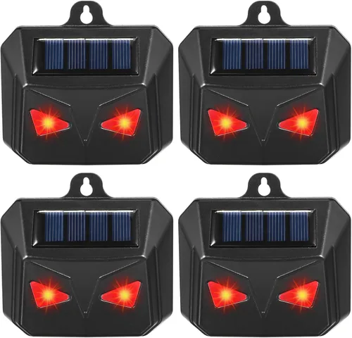 Paquete de 4 repelentes solares nocturnos de animales con ojos de depredador, luces disuasorias impermeables para exteriores, para coyotes, ciervos,