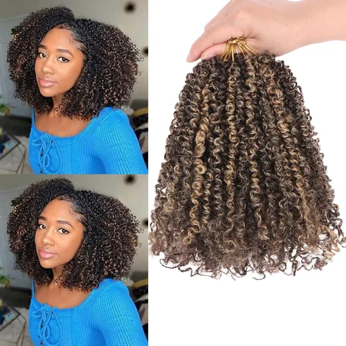 Miniatura 42 de Unionbeauty - Paquete de 8 trenzas de ganchillo Yanky Twist de 6 pulgadas, 8 paquetes, color negro natural, micro Passion Twist, extensiones