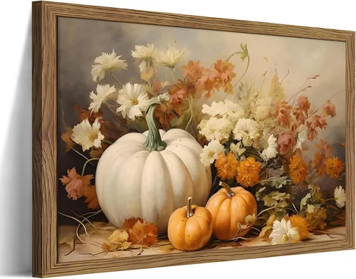Lienzo decorativo enmarcado de calabaza para sala de estar